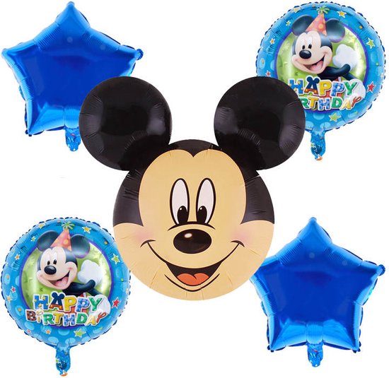 Mickey Mouse Ballonnen set - Disney - Ballonnen Verjaardag - Helium Ballonnen - Folieballon - 5-Delig - Themaverjaardag - Kinderfeest - Versiering