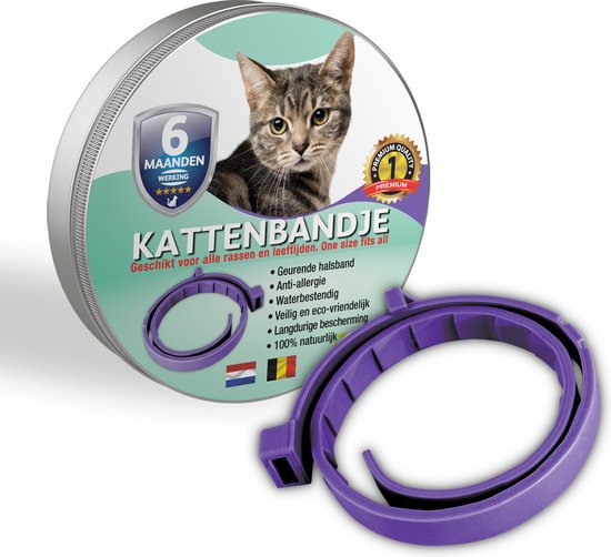 Vlooienband voor katten | paars | 100% natuurlijk | Geen pesticiden | Tegen vlooien en teken | Veilig voor mens en dier | Milieuvriendelijk en effectief
