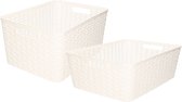 Set van 5x stuks opbergboxen/opbergmandjes rotan parel wit kunststof met inhoud 12 en 18 liter