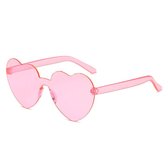 Viveux® Zonnebril Hartjes Montuur Licht Roze - Sunglasses Heart Pink - Feest en Festival - Feest accessoires - Verkleedaccessoires - Festivalbril