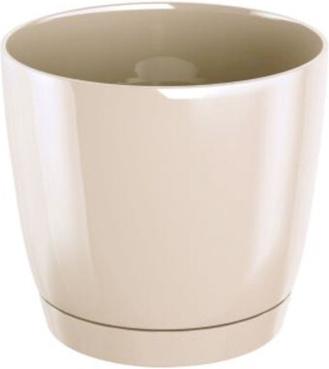 ‎Decoratieve bloempot met pallet Coubi Round P Ø12cm H11cm in kunststof/crème kleur‎