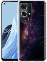 Oppo Reno7 Hoesje Black Space Marble - Designed by Cazy