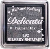 DE-SML-192 Delicata glitter inkt - stempelkussen klein - "real silver" - echt zilver - dekkend