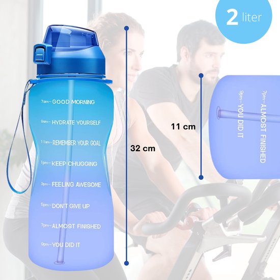YCYUYK 2,2 liter grote waterfles handvat sport BPA vrij voor gym reizen camping