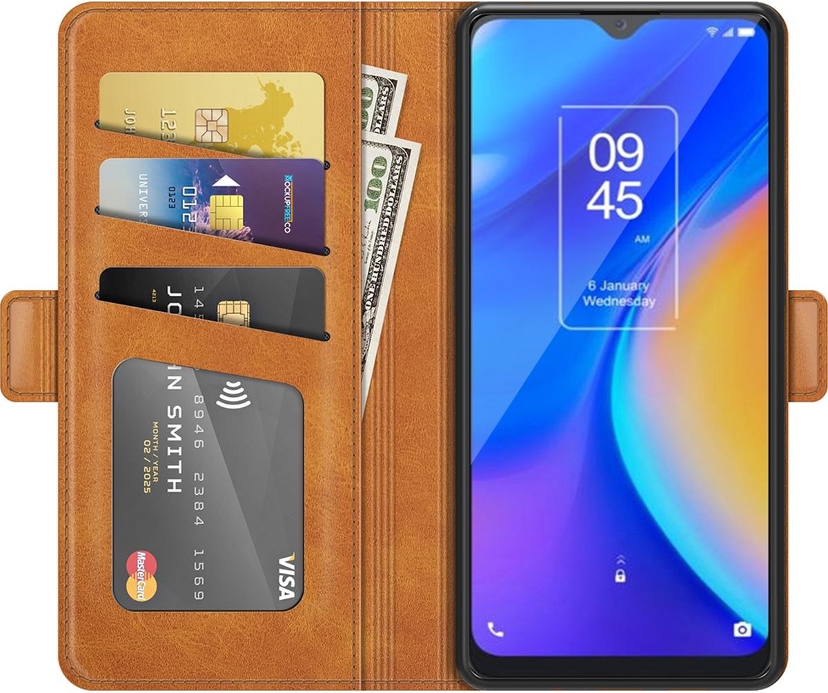 Mobigear Telefoonhoesje geschikt voor TCL 20 SE Hoesje | Mobigear Slim Magnet Bookcase Portemonnee | Pasjeshouder voor 3 Pasjes | Telefoonhoesje voor Pinpas / OV Kaart / Rijbewijs - Bruin — cadeau in Cadeau-ideeën - foto 2