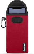 Hoesje voor iPhone 11 - MobyDefend Neopreen Pouch Met Karabijnhaak - Insteekhoesje - Riemlus Hoesje - Rood - GSM Hoesje - Telefoonhoesje Geschikt Voor Apple iPhone 11