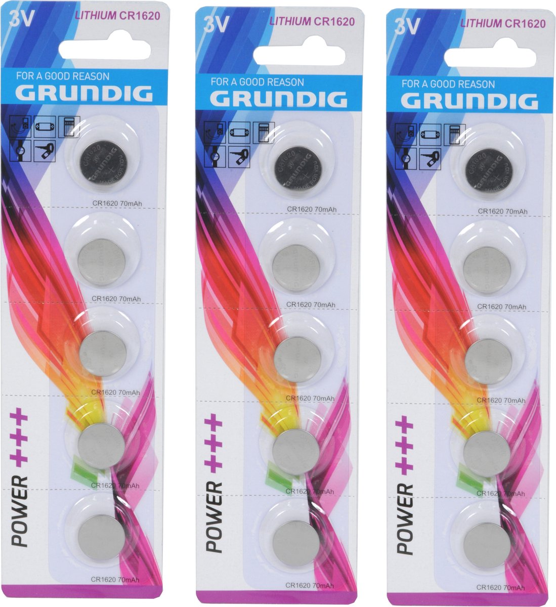 15x Knoopcel batterijen CR1620 - 3V - knoopcelbatterijen / knoopbatterijen