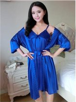 Satijnen Pyjama Voor Vrouwen - Sexy Nachtkleding - Pyjama Set - One Size - Blauw