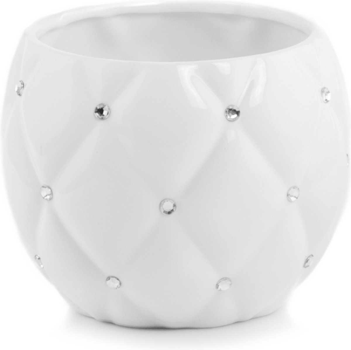 Decoratieve bloempot Glamour Ø16cm H13cm keramiek / wit