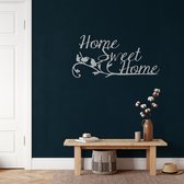 Wanddecoratie | Home Sweet Home | Metal - Wall Art | Muurdecoratie | Woonkamer | Buiten Decor |Zilver| 45x22cm