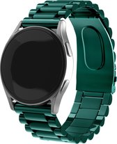 Strap-it Stalen schakel smartwatch bandje - geschikt voor Samsung Galaxy Watch Active / Active2 40 & 44mm / Galaxy Watch 3 41mm / Galaxy Watch 1 42mm / Gear Sport - groen