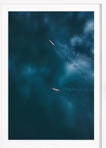 JUNIQE - Poster in premium houten lijst Oceaan - luchtfotografie