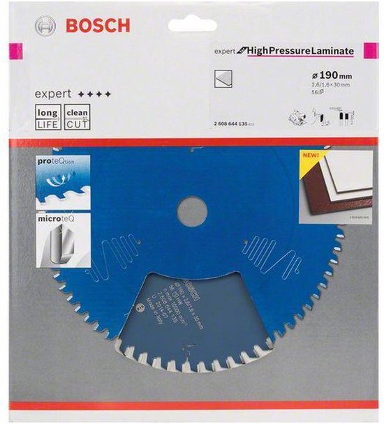 Bosch Lame de scie circulaire Expert Panneau stratifié aggloméré 190x30 -  56 dents | bol.com