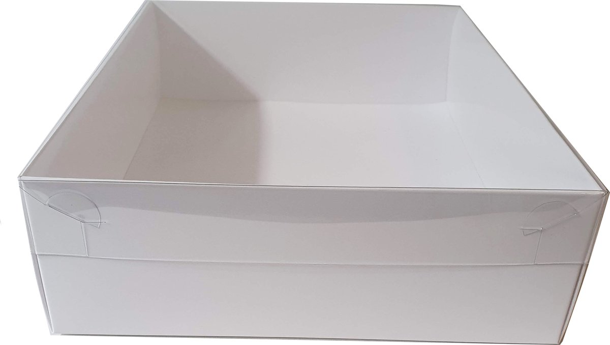 Witte sweetsbox met transparant deksel - 25 x 20 x 7 cm (25 stuks)