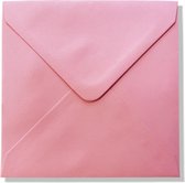 200 enveloppes carrées de Luxe - Rose bébé - 14x14cm - 110 grammes - 140x140mm carré avec fermeture à rabat pointu gommé