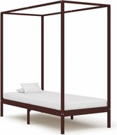 vidaXL - Hemelbedframe - massief - grenenhout - donkerbruin - 90x200 - cm