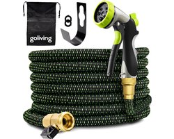 Goliving Tuinslang Flexibel - 30 Meter - Uitrekbare tuinslang Sproeier - Tuinsproeier - Zwart - Acht standen - Met opbergtas