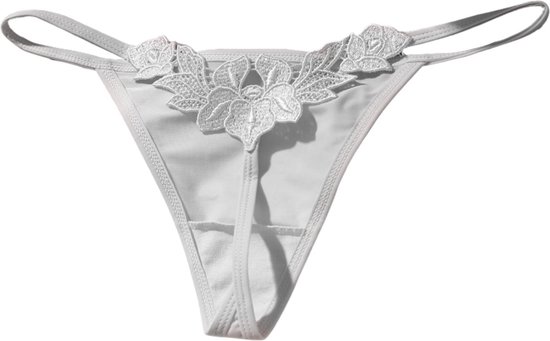 Dames String Wit - Luxe Design met Kant - Dames Lingerie / Ondergoed - Maat S