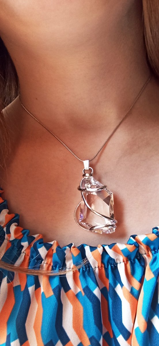 ART handgemaakte juweel - ketting 45 cm - Lengte 8 cm x 3 cm - Italiaans design met SWAROVSKI ELEMENTS™ Juweel in gerhodineerd materiaal.