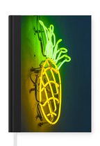 Notitieboek - Schrijfboek - Ananas - Neon - Lamp - Notitieboekje klein - A5 formaat - Schrijfblok