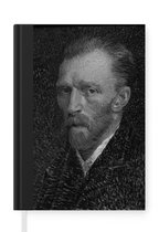 Notitieboek - Schrijfboek - Zelfportret van Vincent van Gogh - Vincent van Gogh - Zwart - Wit - Notitieboekje klein - A5 formaat - Schrijfblok
