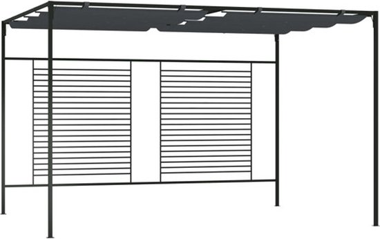 vidaXL - Prieel - met - uittrekbaar - dak - 180 - g/m² - 4x3x2,3 - m - antracietkleurig