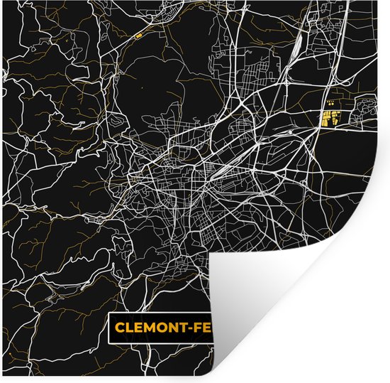 Stickers muraux - Sticker Feuille - Clemont-Ferrand - Carte - France - Carte - Plan de Ville - 50x50 cm - Feuille Adhésive - Stickers muraux Chambre d'Enfant - Papier Peint Autocollant