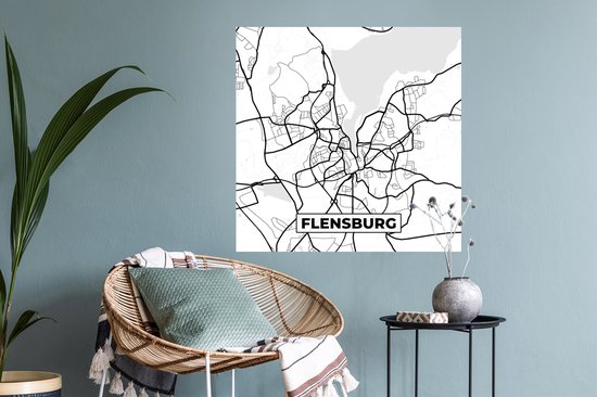 Stickers muraux - Flensbourg - Carte - Carte - Plan de la ville - 80x80 cm - Feuille adhésive