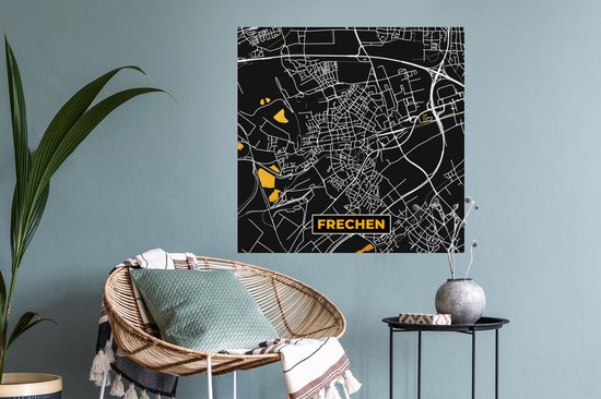 Stickers muraux - Or - Allemagne - Carte - Or - Plan de la ville - Carte - Frechen - 80x80 cm - Feuille adhésive