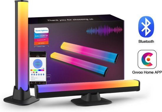Smart Desktop Sfeer LED-Bar RGB – Bediening Met GVVOO Home App – Telefoon bestuurbare Ledverlichting – Game Verlichting – Sfeer Verlichting – USB Aansluiting