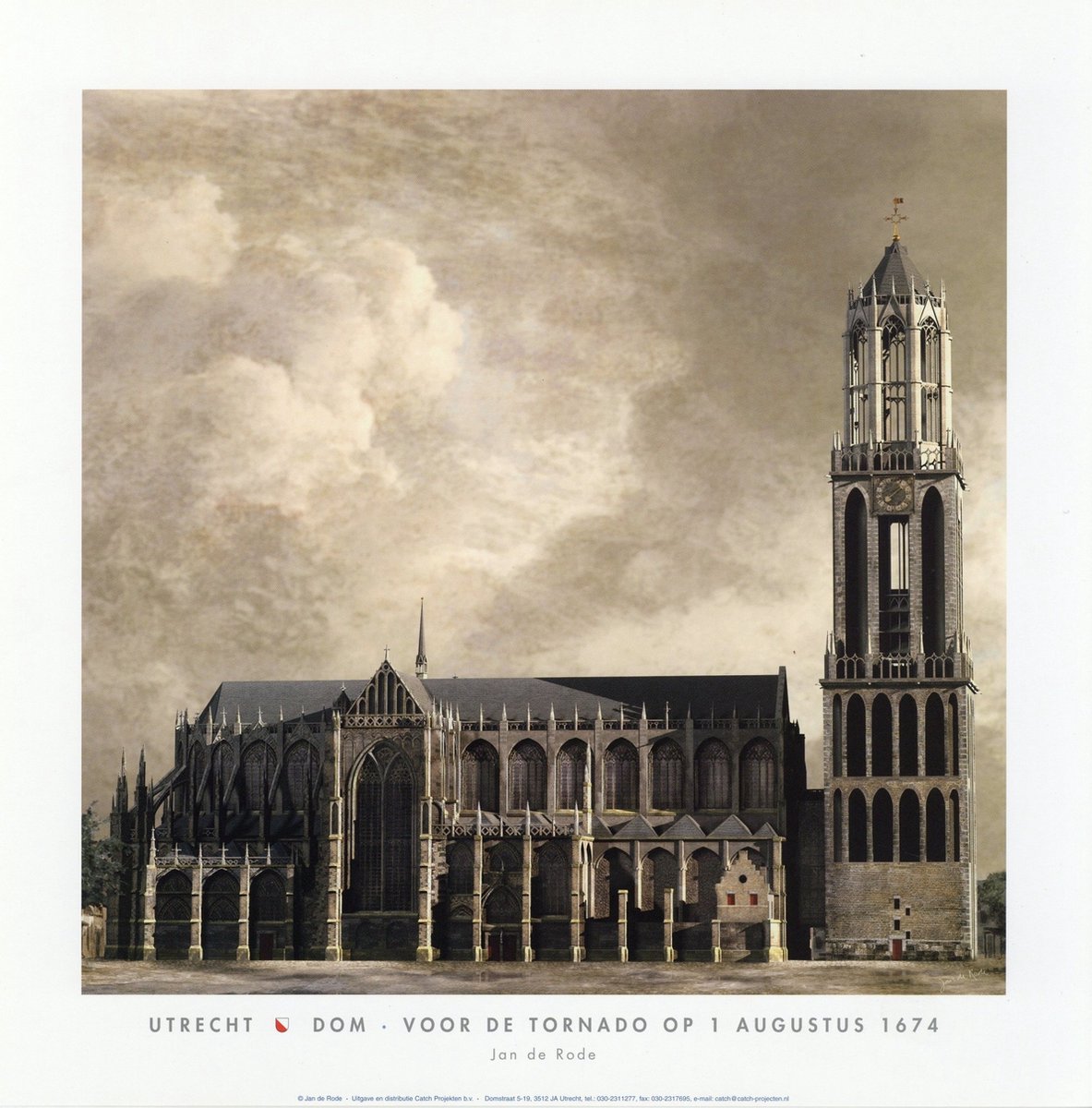 Catch Projecten Dom voor de tornado 1674 - Jan de Rode - Utrechtse Poster - 50 x 55 cm Multicolor