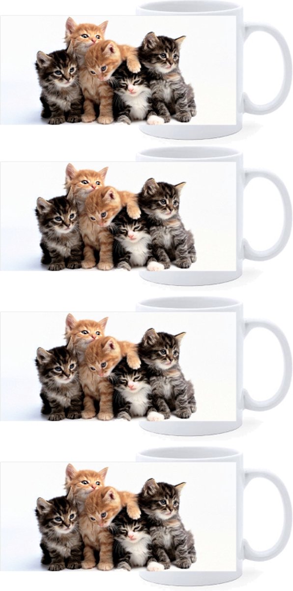 Beker - Kittens - Poes - set van 4