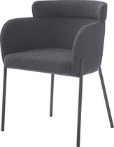 HTfurniture-Koyl Dining Chair-Black-Coloured Boucle-With Armrests- black legs.