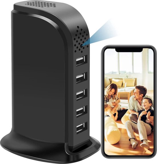 Nisanuki Spion Camera WiFi 5G, Draadloze Verborgen Camera USB Laadstation, Mini Spy Camera Discrete 1080P HD Bewegingsdetectie Micro Bewakingscamera Tuya APP Controle