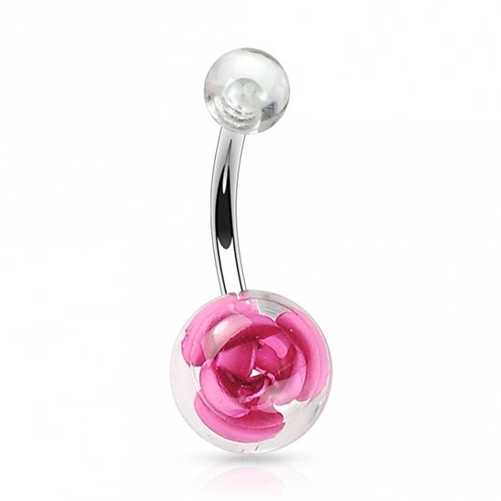 Piercing roos balletje roze