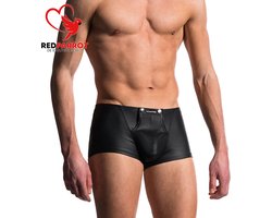 Lederen boxershort mogelijkheid tot open kruis - Knoopjes - Erotische slip heren