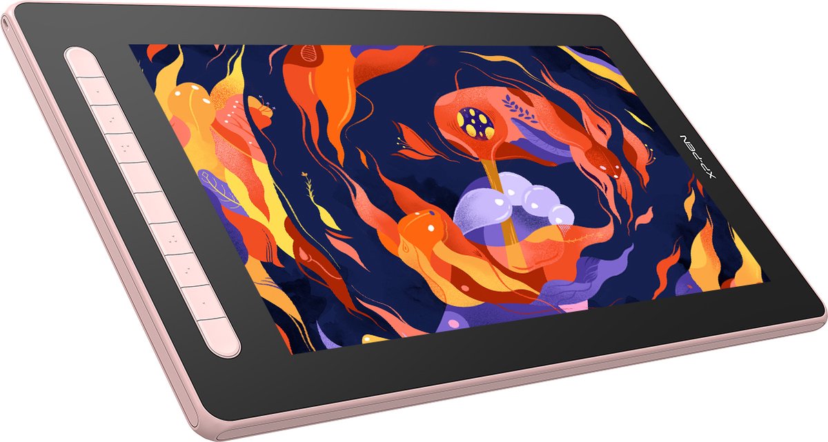 XPPen Artist 16 (2e generatie) grafische tablet met 15,4 inch HD IPS-schermpen X3 Smart Pen 8192 niveaus 127% sRGB-kleurengamma Compatibel met Windows, Mac, Chrome, Linux en Android - roze