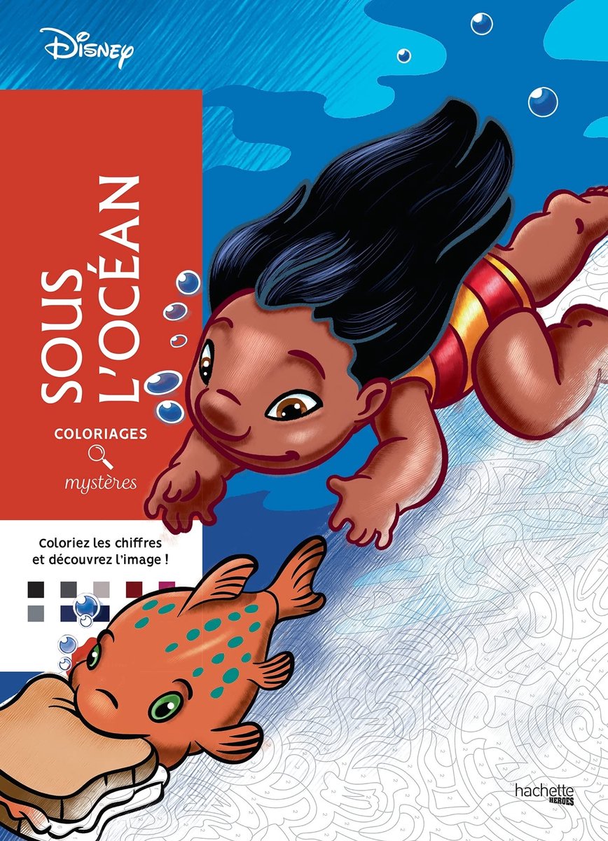 Coloriages mystères Disney Sous L' Ocean - Kleuren op nummer Kleurboek voor volwassenen