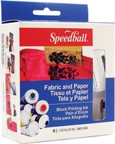 Speedball - Textiel & Papier Blokdruk Inkt - set van 6 kleuren - permanent