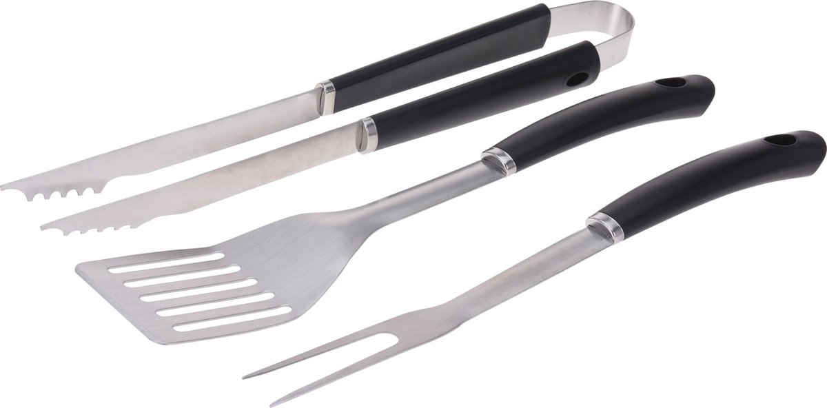 Bbq/barbecue Gereedschap Set 3-delig Rvs - Tang - Vork - Spatel