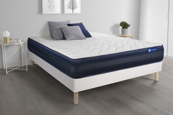 Complete boxspring met matras tweepersoons- Actisom Actilatex tech wit - Latex en traagschuim - 120 x 190 cm