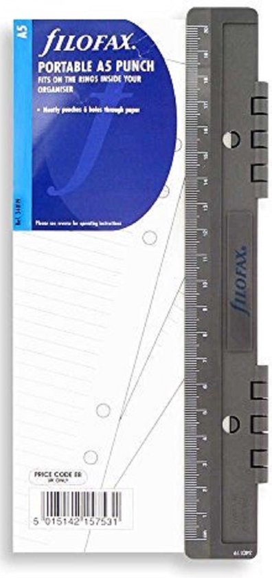 Filofax - vulling A5 - perforator/liniaal - zwart