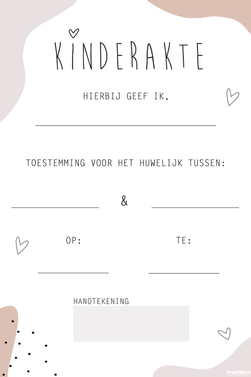 Kinderakte - bruiloft - hartjes