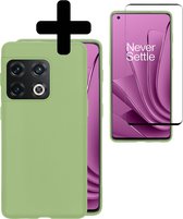 Hoesje Geschikt voor OnePlus 10 Pro Hoesje Siliconen Case Met Screenprotector - Hoes Geschikt voor OnePlus 10 Pro Hoes Siliconen - Groen