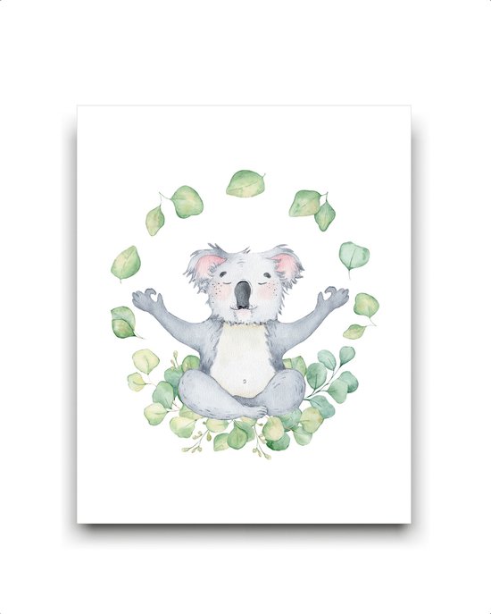 Schilderij  Yoga koala - Namaste / Jungle / Safari / 50x40cm