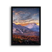 Poster Landschap met bergen bos en sneeuw in herfst Rechts - Natuur / Landschap / 30x21cm