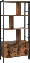 MIRA HOME - Industriële Boekenkast - Boekenkast met deuren - Duurzaam Hout en Metalen Frame - Functioneel en Stijlvol - 74x30x154.5 cm