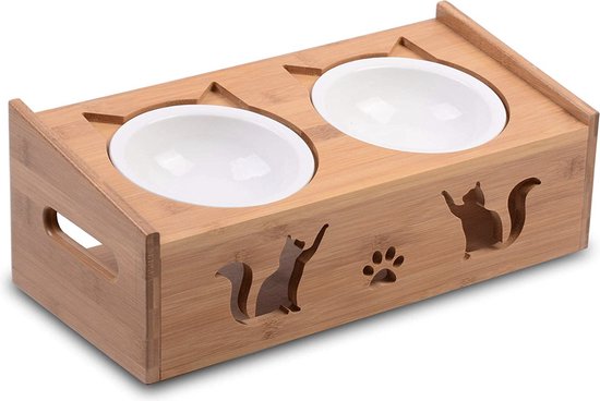 5-delige Keramische Kattenvoerbakken Met Antislipmat – Stapelbaar, Vaatwasserbestendig, In Minimalistische Stijl