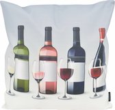 Wijnen! / Wijnflessen Kussenhoes | Outdoor / Buiten | Katoen / Polyester | 45 x 45 cm