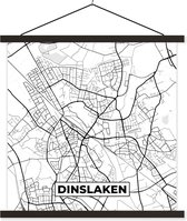 Porte-affiche avec affiche - Affiche scolaire - Dinslaken - Carte - Carte - Plan de la ville - 40x40 cm - Lattes noires